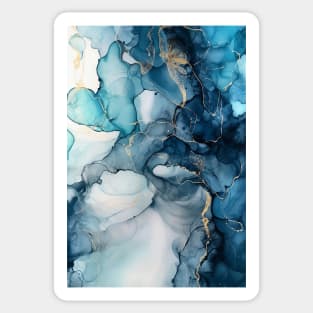 Cobalt Cascade - Abstract Alcohol Ink Art Sticker